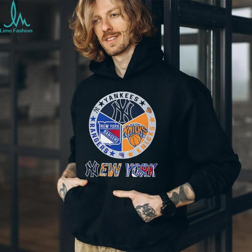 Yankees Rangers Knicks New York sports team logo shirt