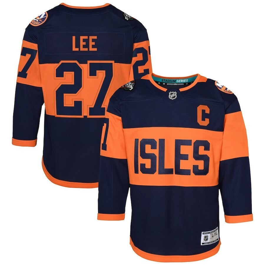 Youth New York Islanders #27 Anders Lee 2024 NHL Stadium Series Premier Player Jersey – Navy Style 1