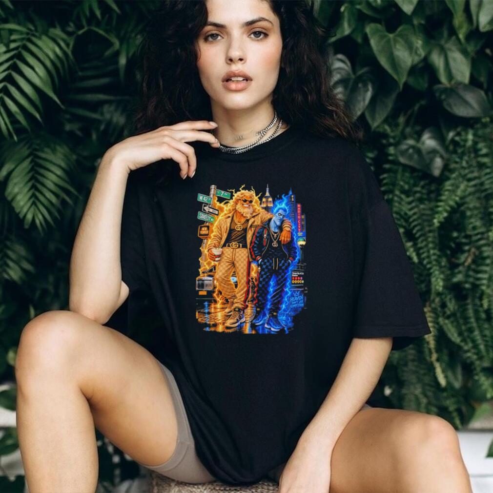 Zeus and Hades in luxury streetwear branding vintage shirt