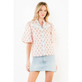 Puff Sleeve Floral Detail V-Neck Top