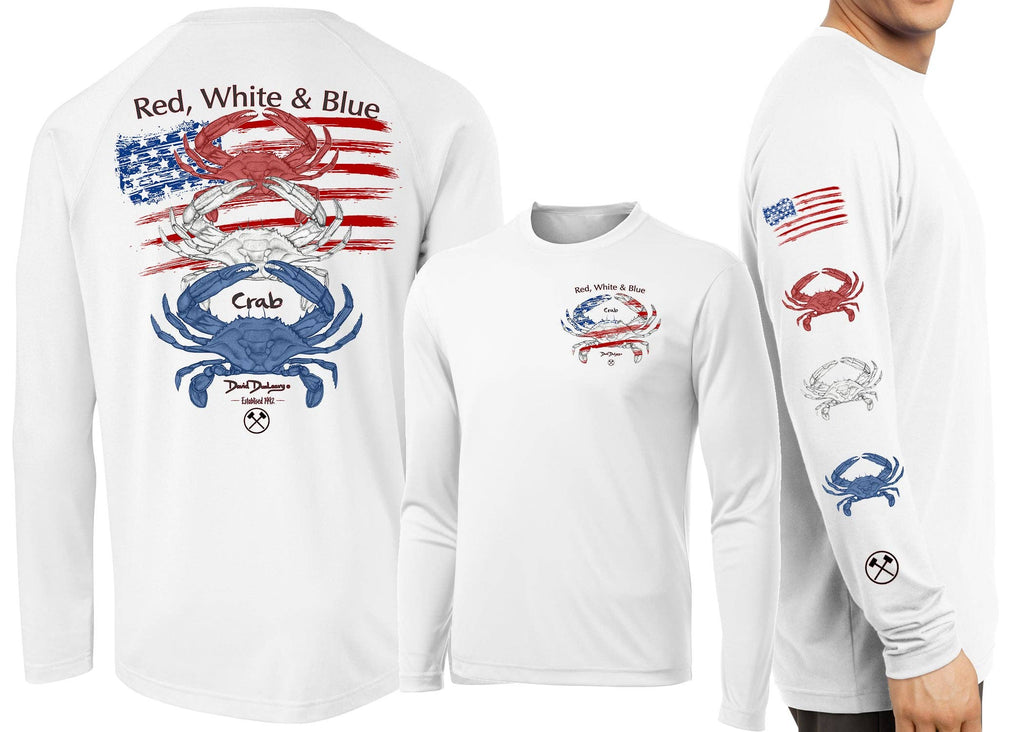 Men’S Performance Red White & Blue Crab Long Sleeve