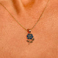 Blue Rose Birth Month Flower Necklace June Birth Flower