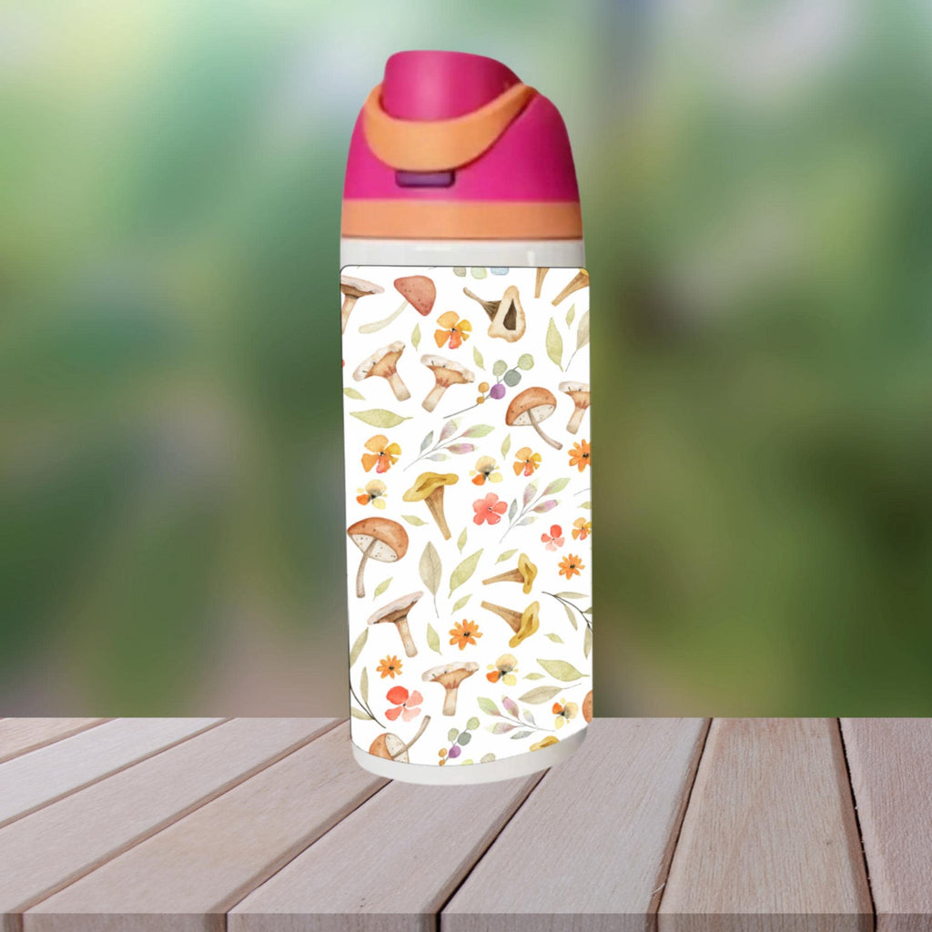 Floral Mushroom Water Bottle with Sip Style Lid