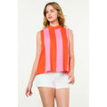 Sleeveless Mock Neck Colorblock Top