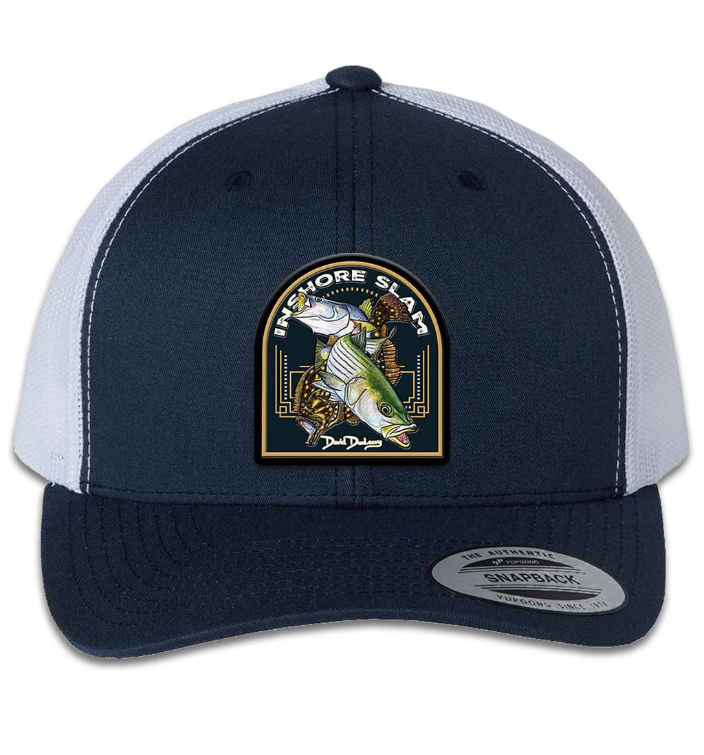 Inshore Slam 6 Panel Trucker Snap Back Navy White Hat