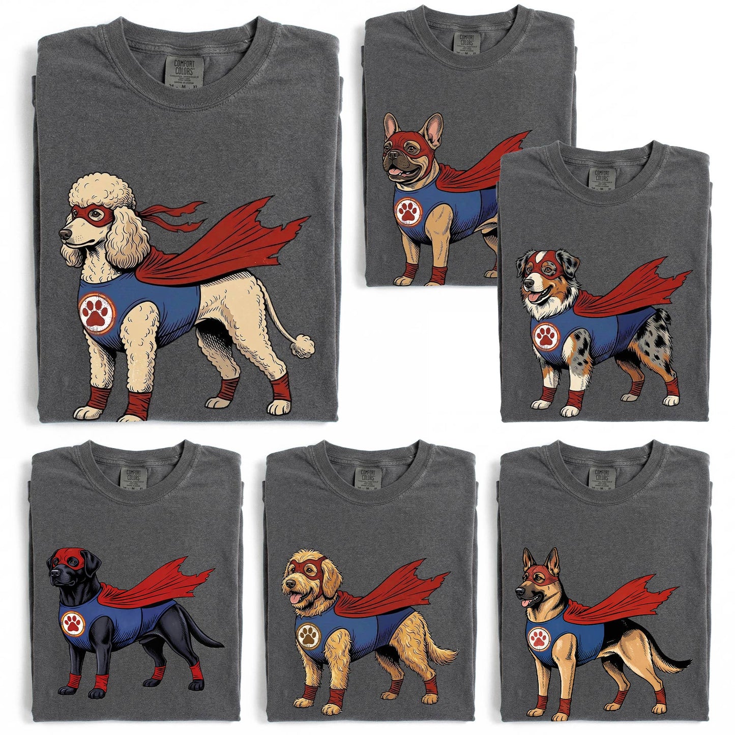 Super Hero Dogs: Comic Book Dog Comfort Colors T-Shirts