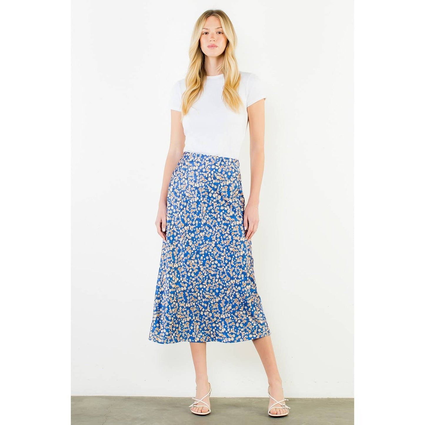 Satin Floral Skirt