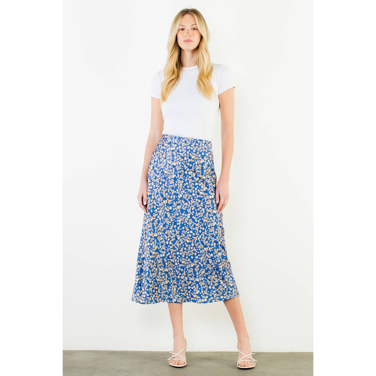 Satin Floral Skirt
