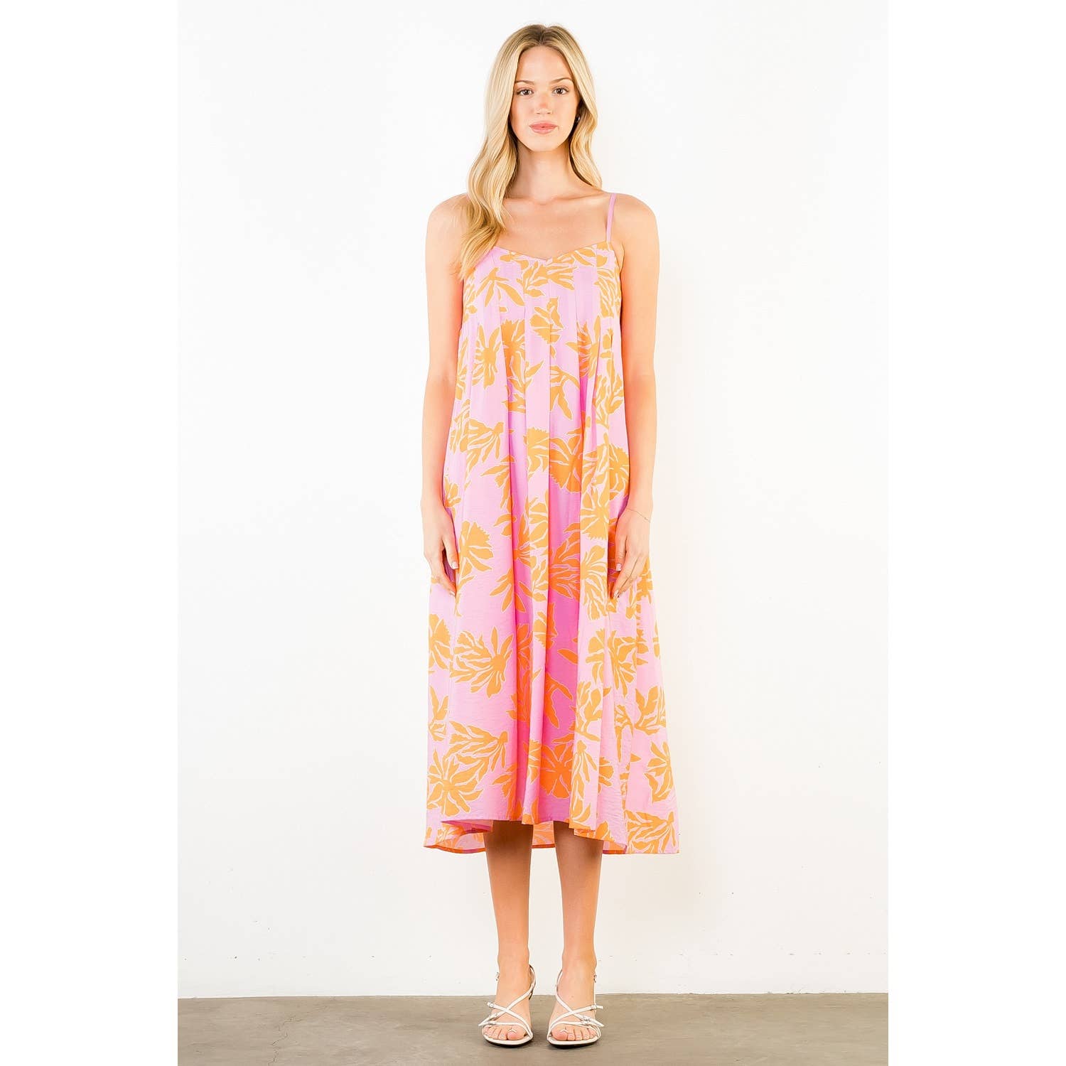 Thin Strap Floral Pattern Dress