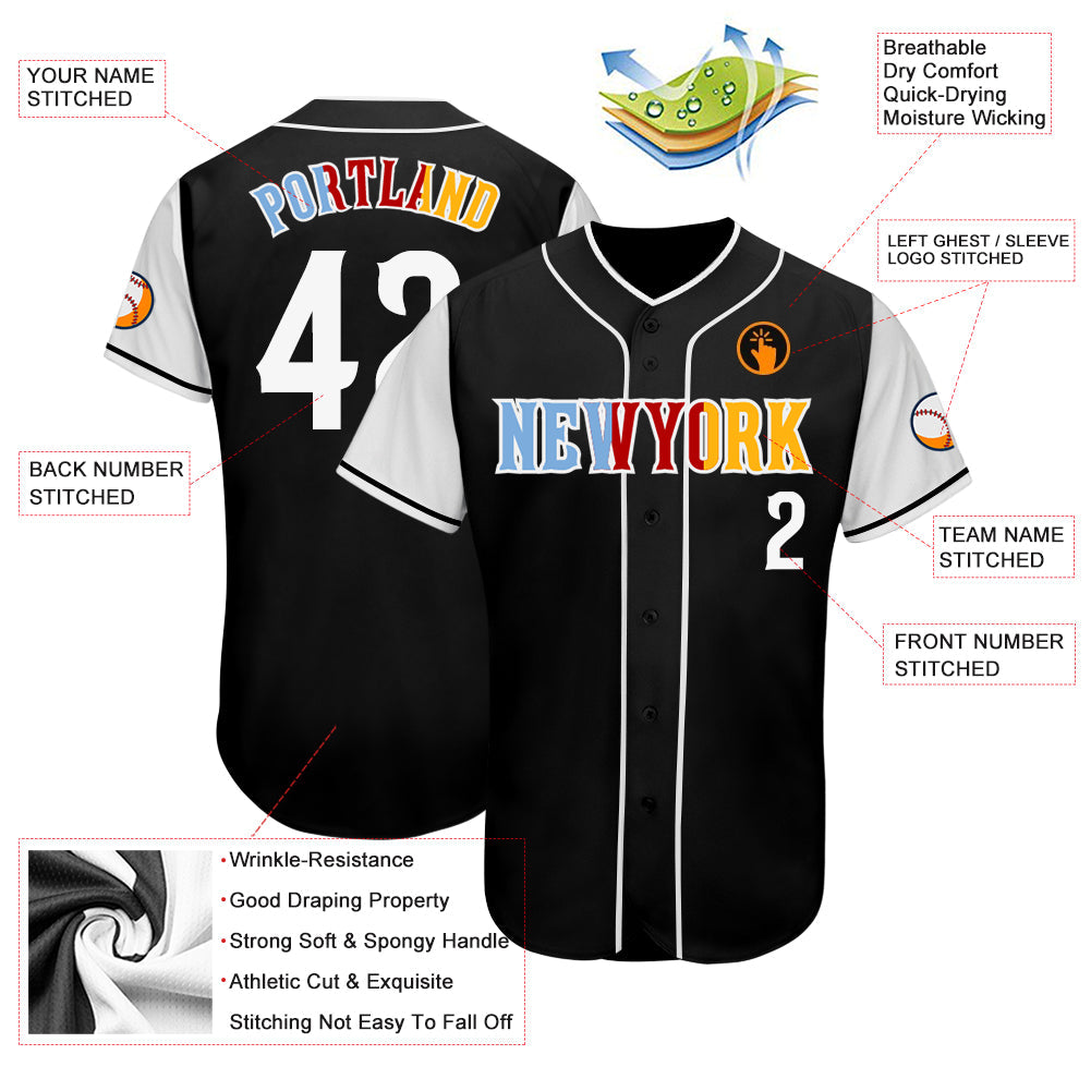 Custom Black White-Gold Authentic Two Tone Baseball Jersey