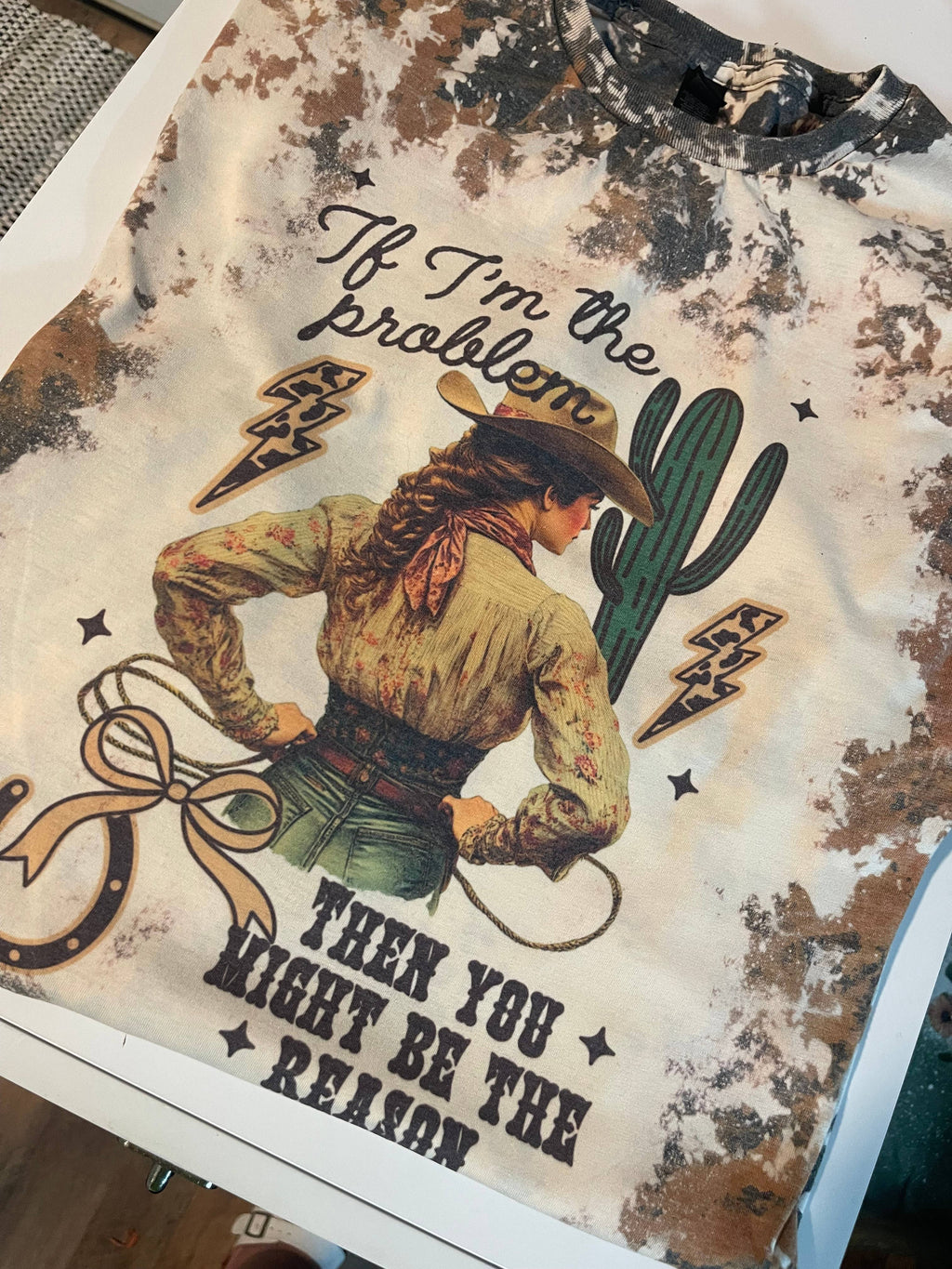 If Im the Problem Cowhide Bleached Tshirt