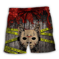 Cat Halloween Horror Cat Trendy Aloha Hawaiian Beach Shorts