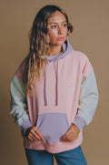 Women's Oversized Color Block Hoodie Pink