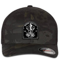 Born Salty Skull Kraken 6 Panel Trucker Snap Back Hat Multicam Black Black