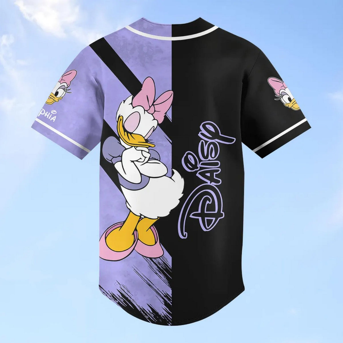 Custom Name Daisy Duck Black Purple Baseball Jersey