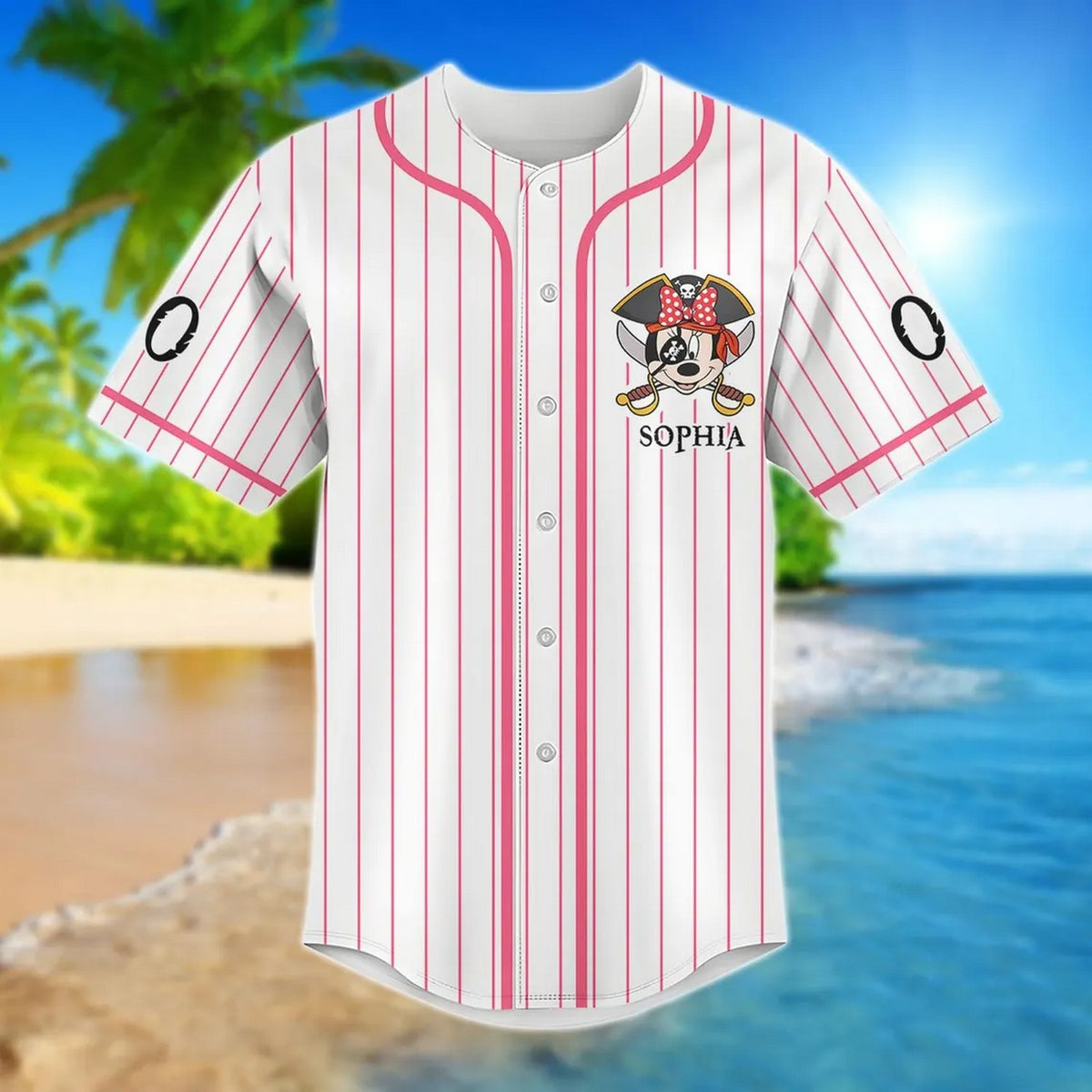 Custom Name Funny Minnie Captain Pirate Baseball Jersey