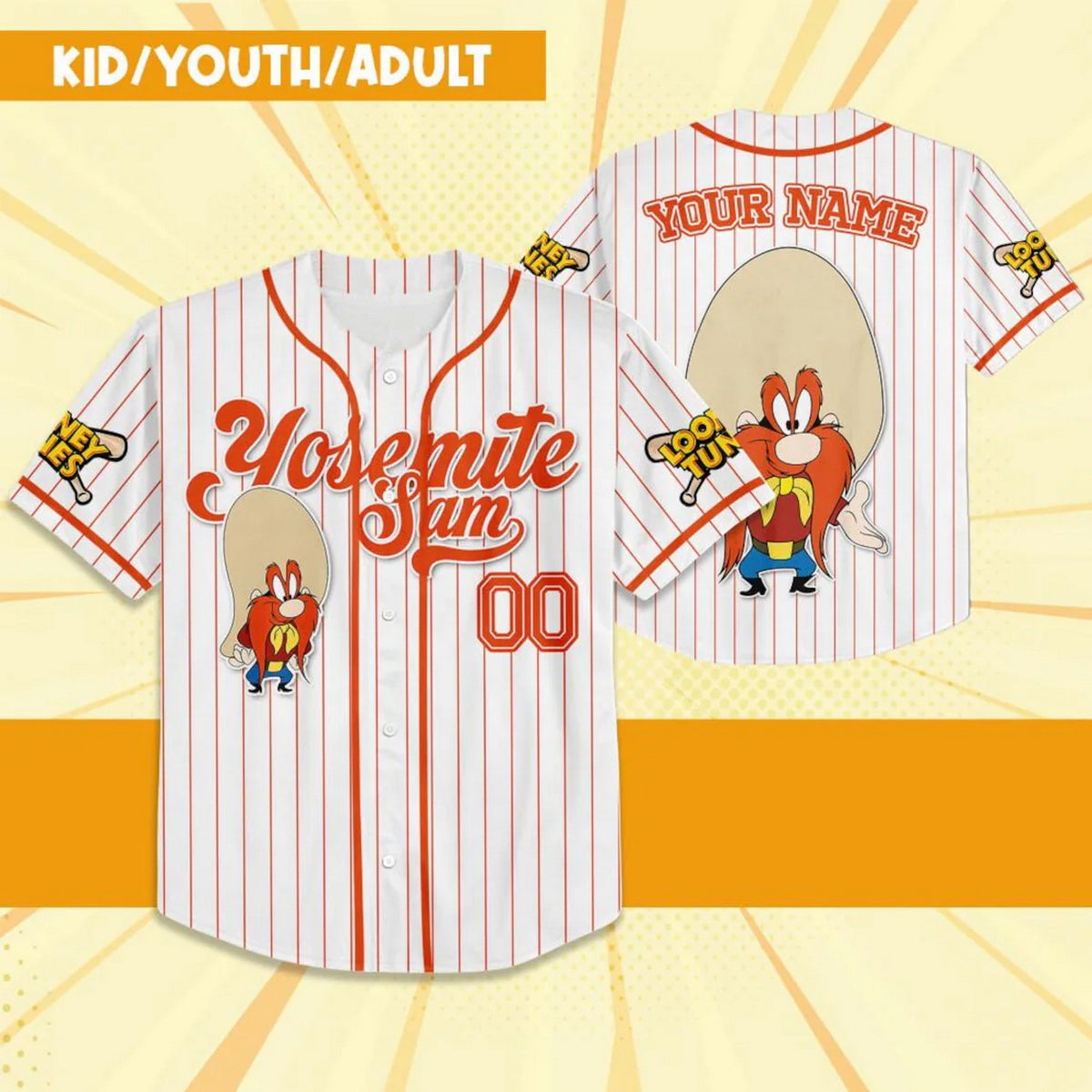 Custom Name Looney Tune Yosemite Sam Simple Baseball Jersey