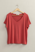 V Neck Dolman Short Sleeve Top