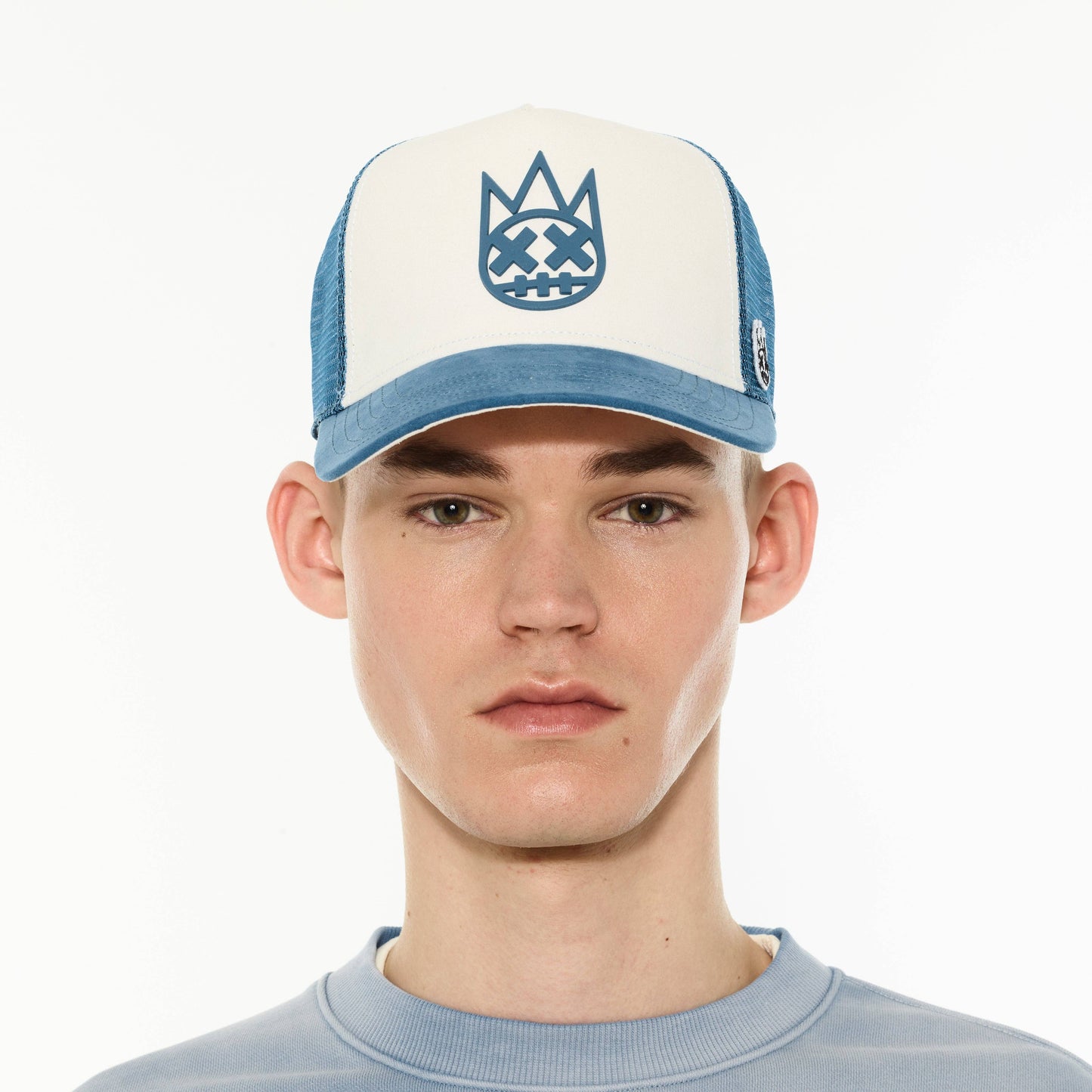 Logo Mesh Back Trucker Hat "Shimuchan" in Winter White