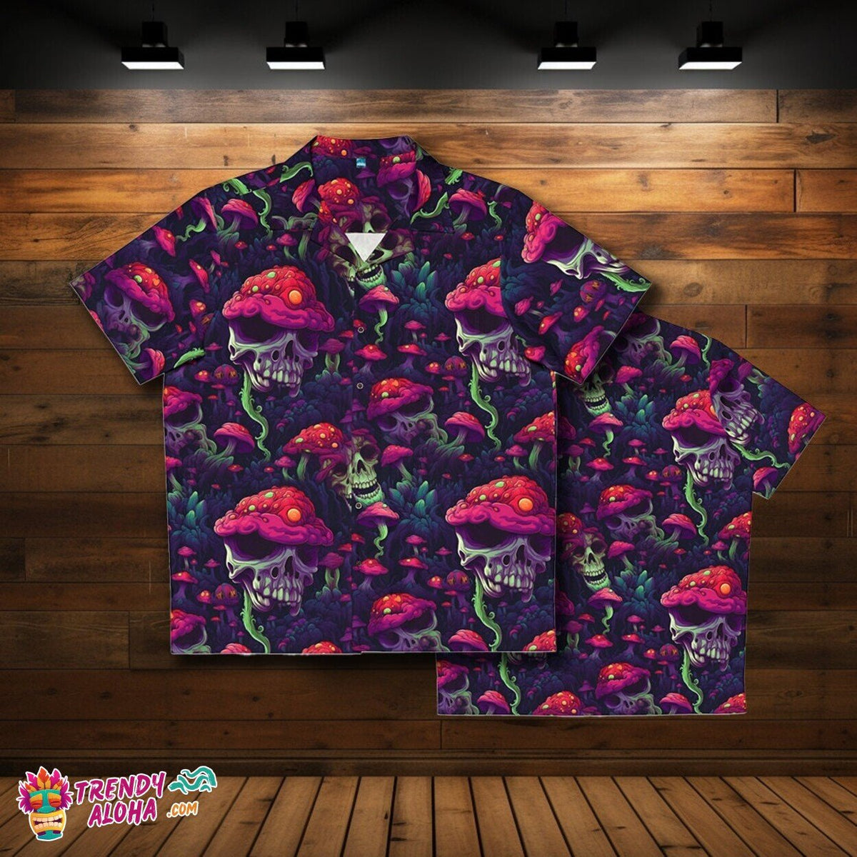 Dark Twisted Mushroom Spooky Men's Hawaiian Horror Movie Shirt