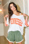 T2618A 'tennessee' Print V-Neck Football T-Shirt Top