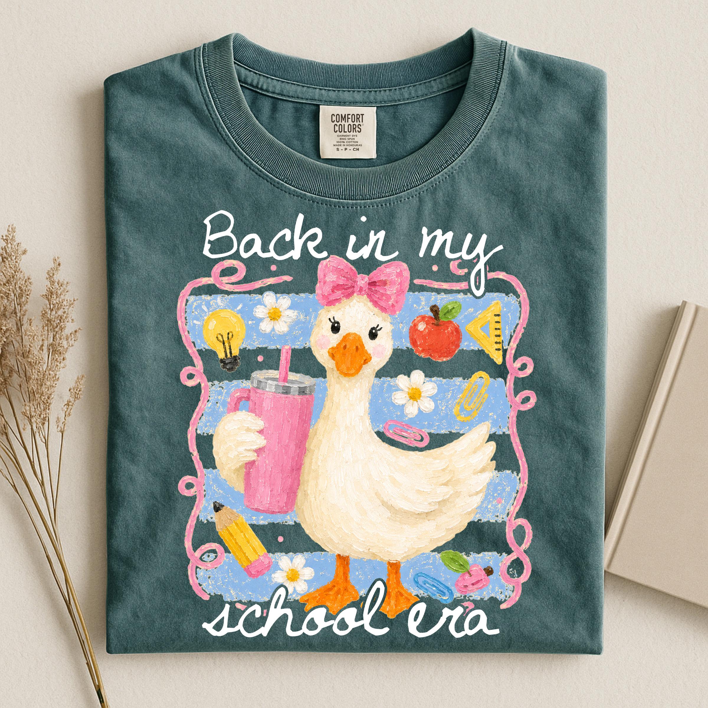 Comfort Colors Striped Back School Era Goose Teacher Goose Tee Back School School Matching (3)