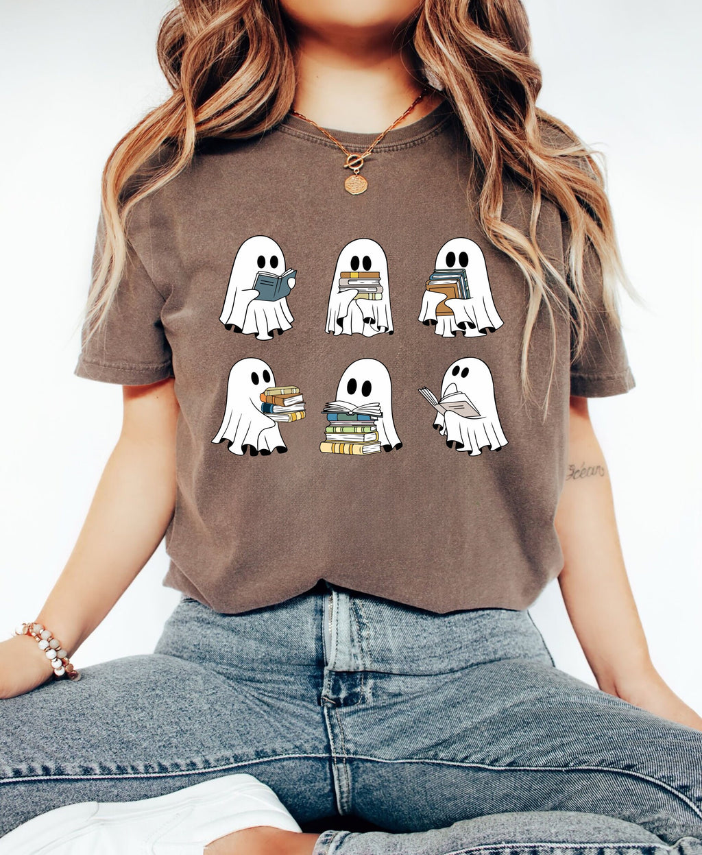 Comfort Colors Ghost Reading Books Bookish Halloween Halloween Teacher Librarian Halloween Ghos (2)