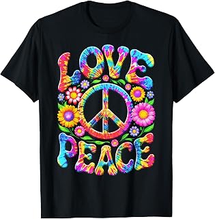 Colorful Flowers Love Peace Sign 60s 70s Tie Dye Floral (1)