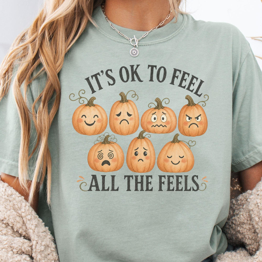 It'S Ok Feel Feels Mental Health Pumpkin Tee Counselor Therapist Fall Emotional Wellness (2)