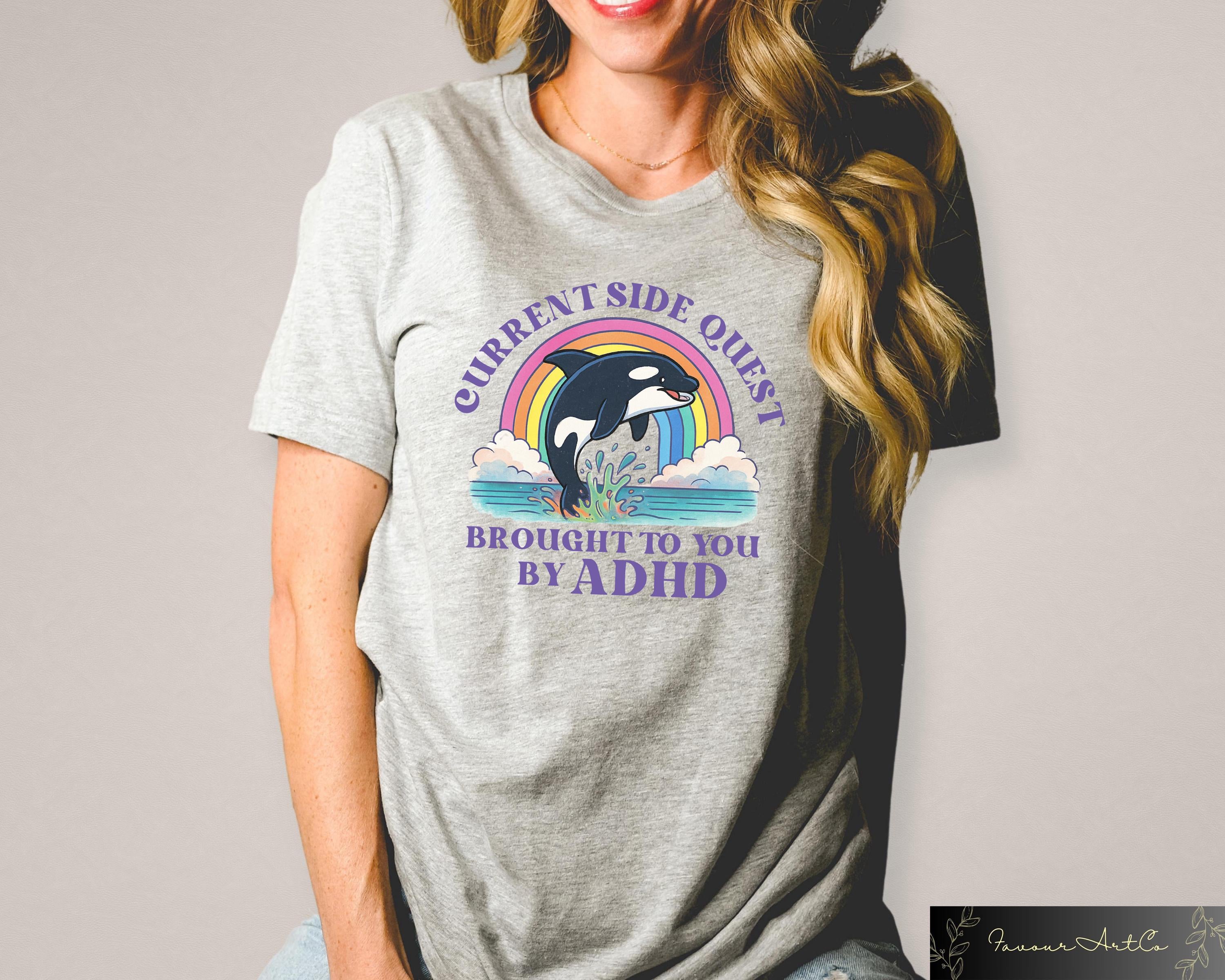 Side Quest Brought Adhd Frog Tee Awareness Adhd Frog Gamer Adhd Mental Health (3)