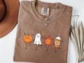 Autumn Halloween Fall Pumpkin Ghost Maple Leaf Pumpkin Spice Latte Comfort Colors Tee Spooky Season (1)