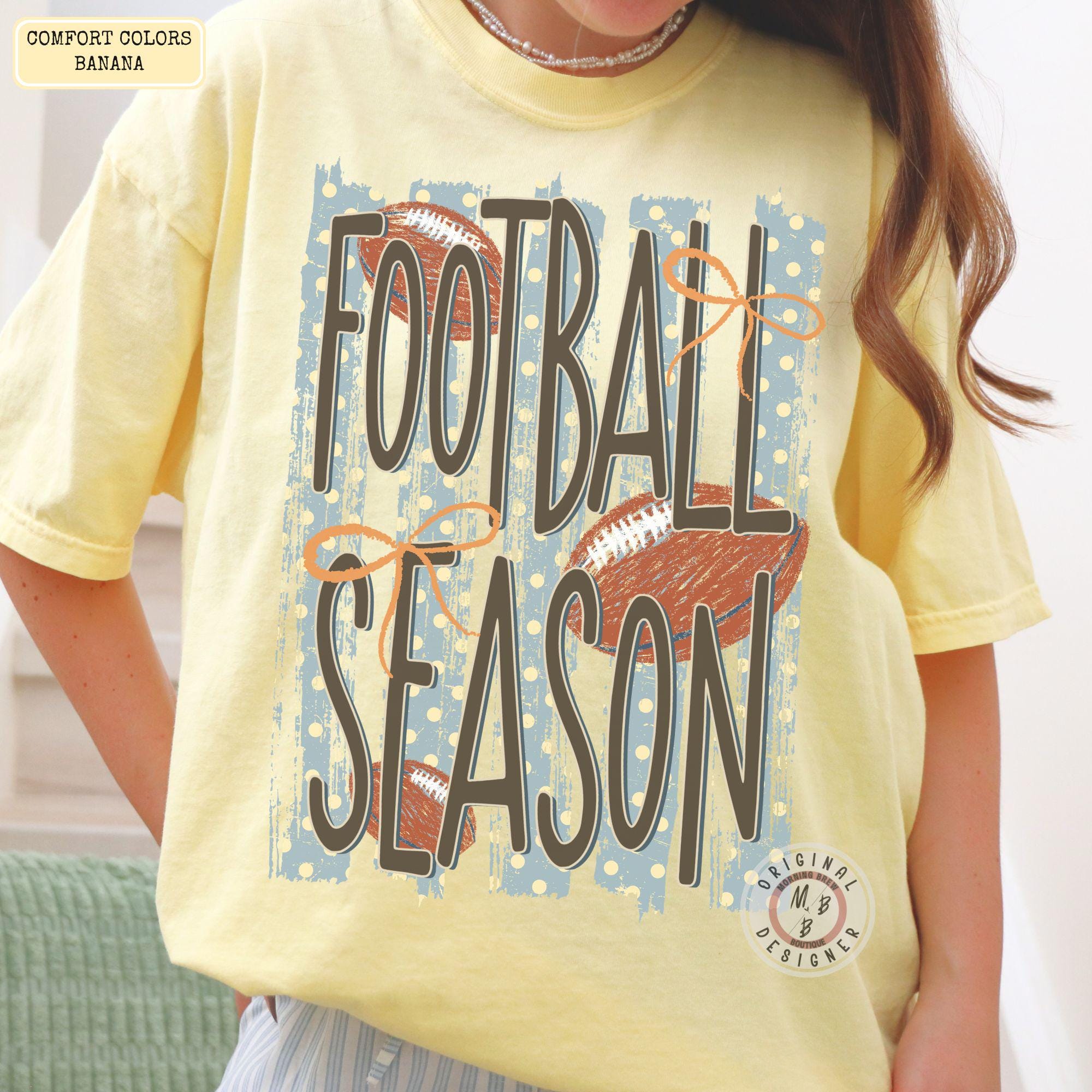Comfort Colors Football Season Striped Polkado Coquette Game Day Tee Sport Fan Striped (2)