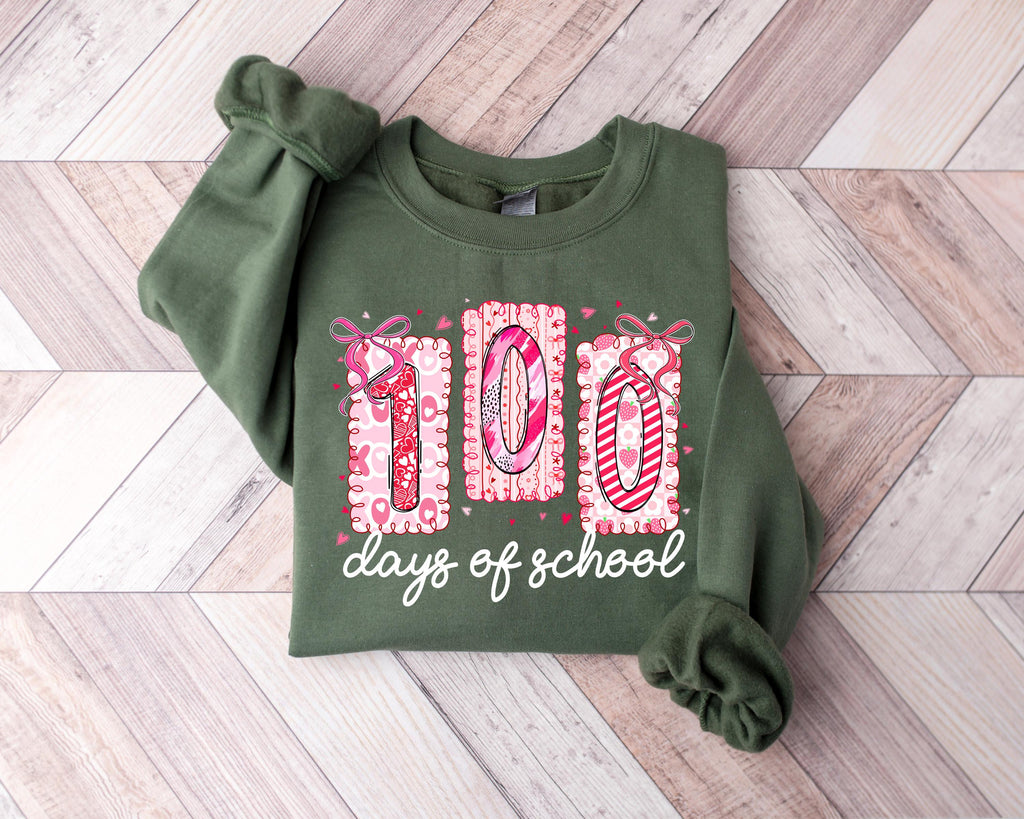 100 Days School Coquette Pencil Coquette Bow Sweater Teacher 100 Days Smarter School Tee Back School (3)