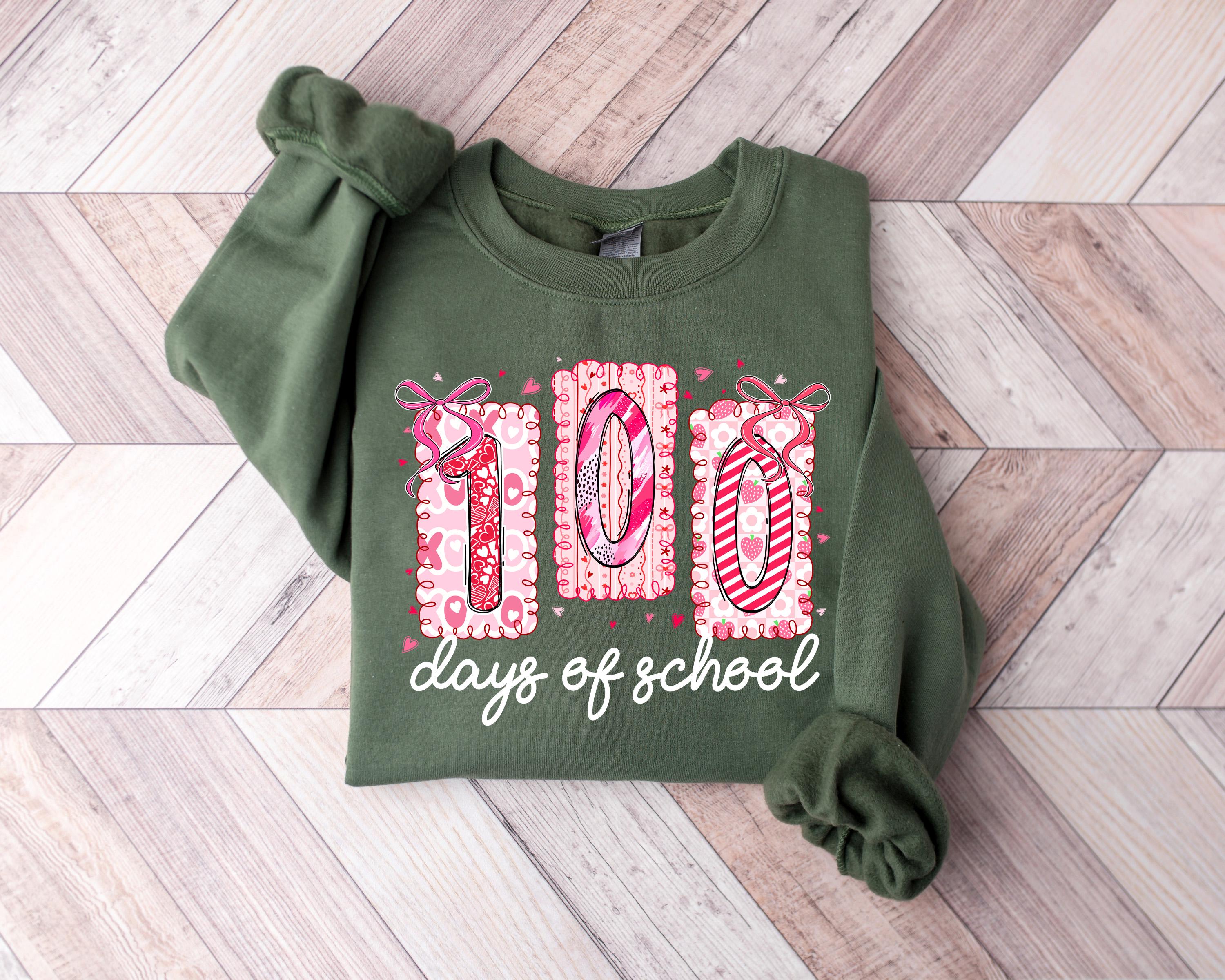 100 Days School Coquette Pencil Coquette Bow Sweater Teacher 100 Days Smarter School Tee Back School (3)