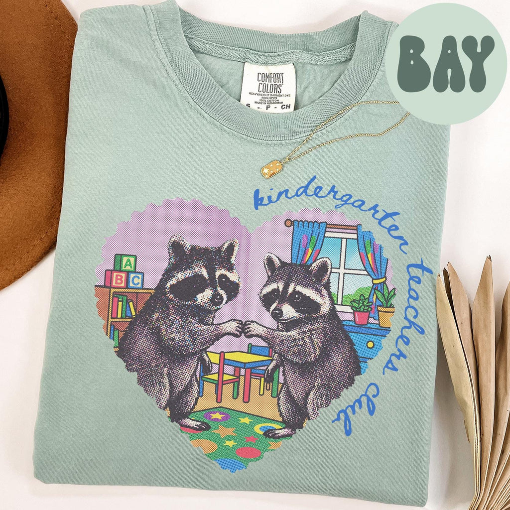 Comfort Colors Kindergarten Raccoon Teacher Tee Kindergarten Back School Kindergarten Department Crew Squad (3)