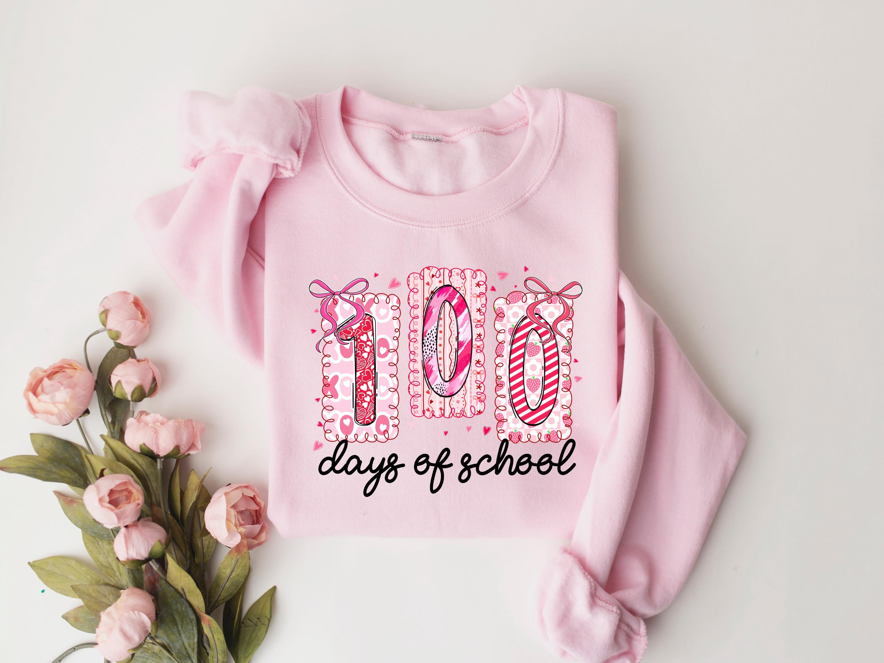 100 Days School Coquette Pencil Coquette Bow Sweater Teacher 100 Days Smarter School Tee Back School (1)