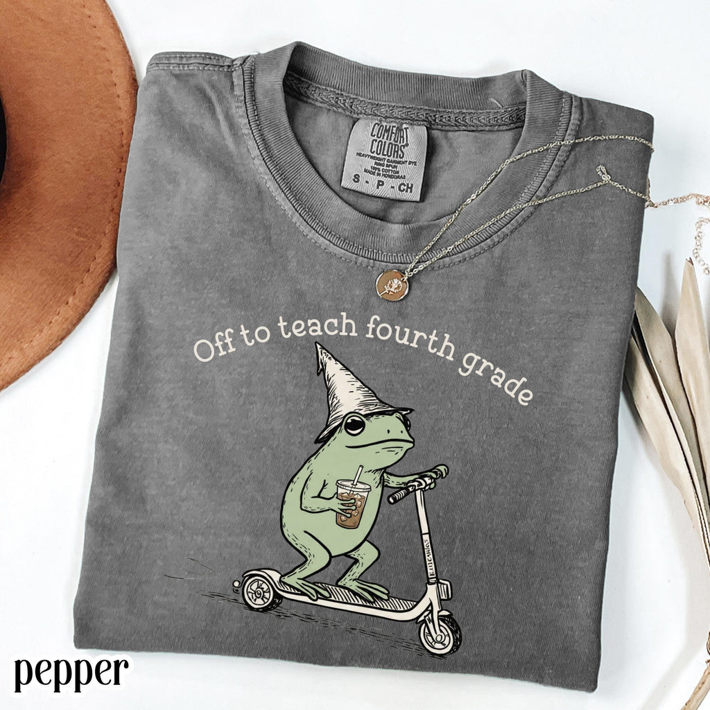 Comfort Colors Fourth Grade 4th Grade Teacher Back School Silly Off Teach Frog Iced Coffee Tee Elementary Teacher (3)