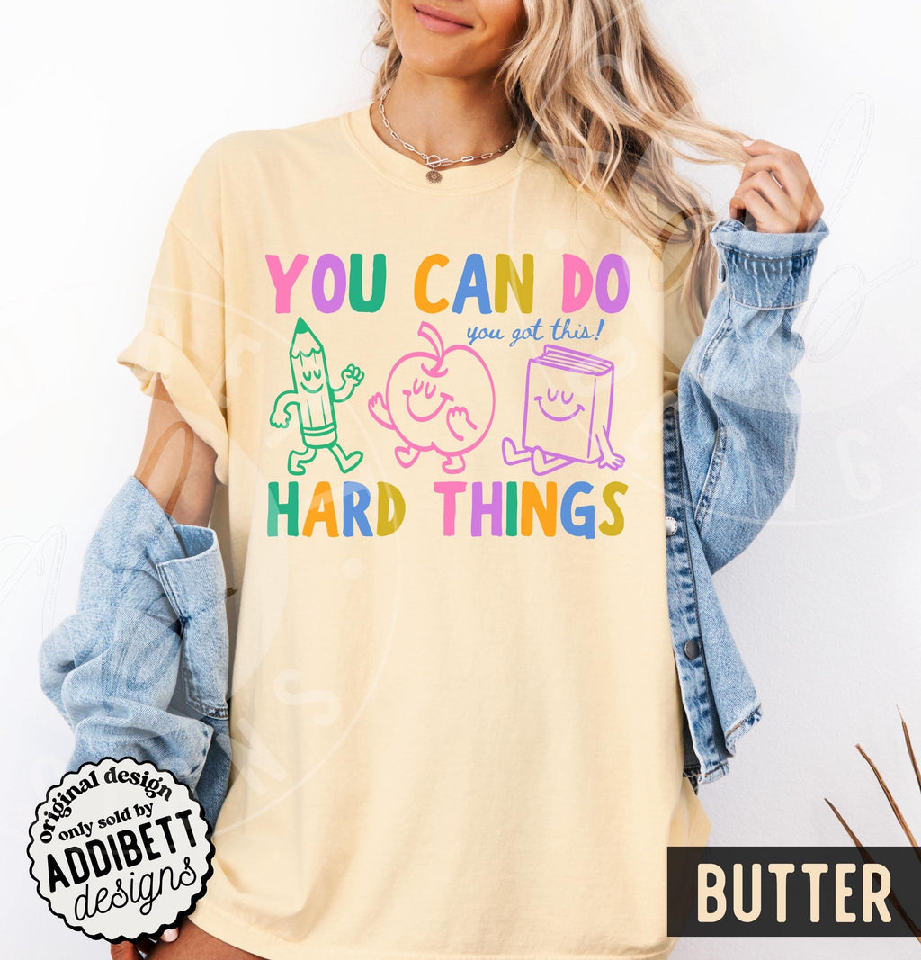 Comfort Colors Hard Things Colorful Retro Doodles Got Teacher Tee (3)