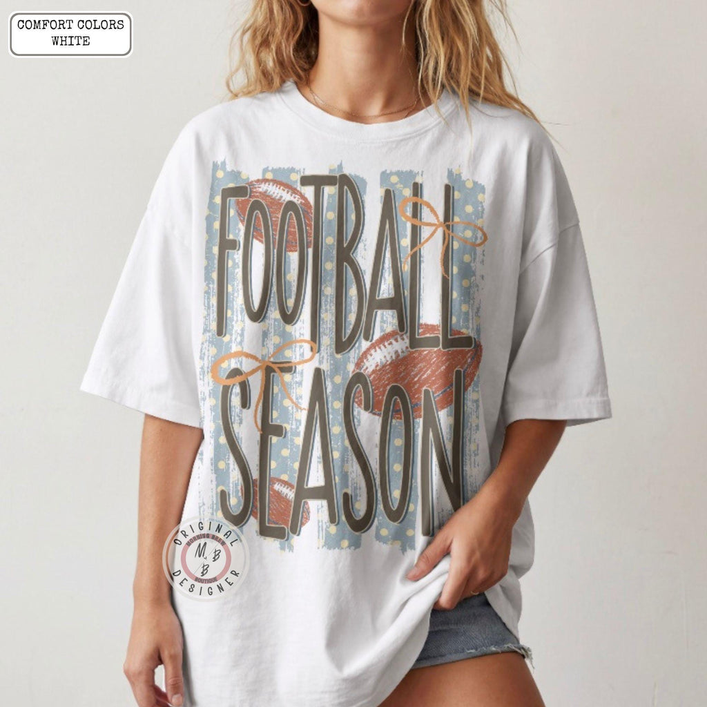 Comfort Colors Football Season Striped Polkado Coquette Game Day Tee Sport Fan Striped (3)