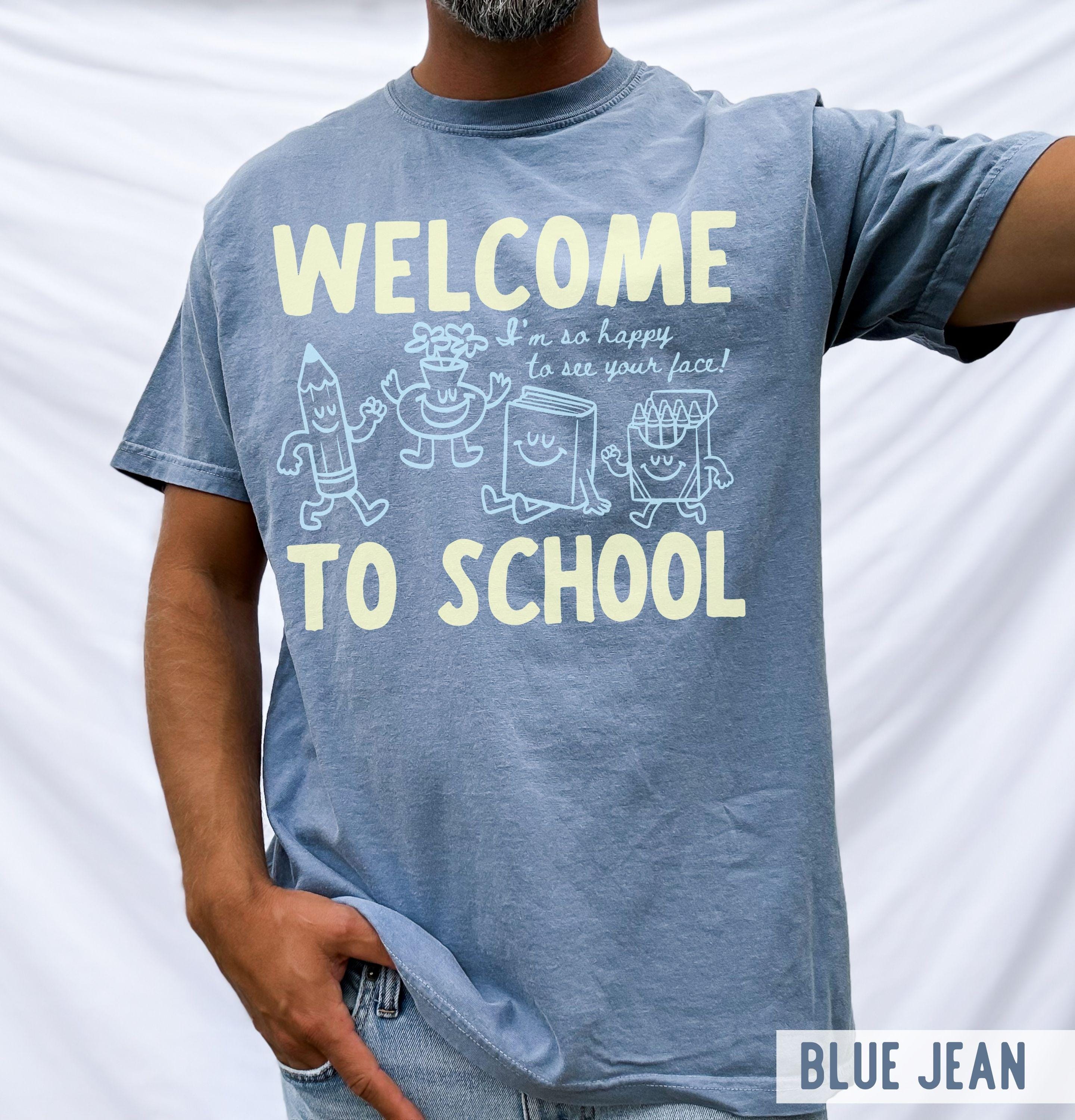 Comfort Colors Welcome School Happy See Face Retro Drawings Back School Tee (4)