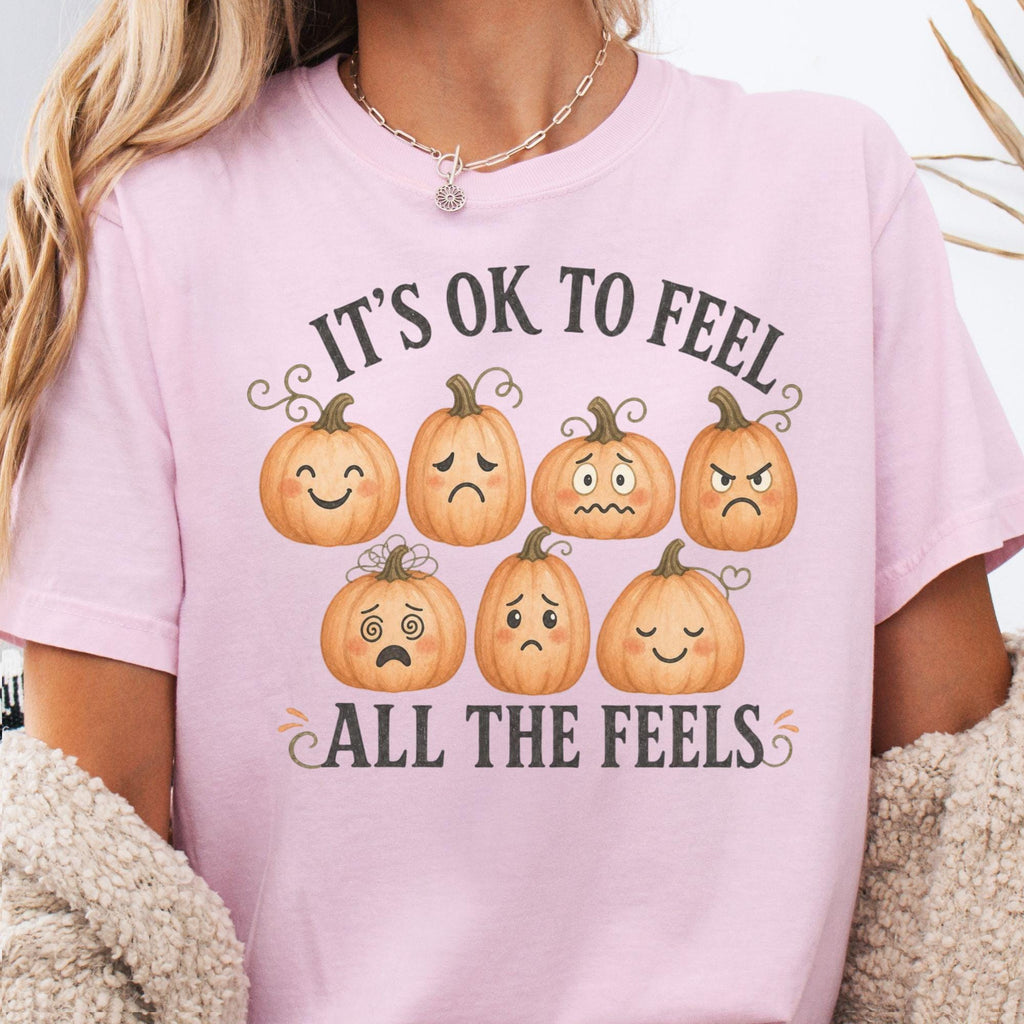 It'S Ok Feel Feels Mental Health Pumpkin Tee Counselor Therapist Fall Emotional Wellness (3)