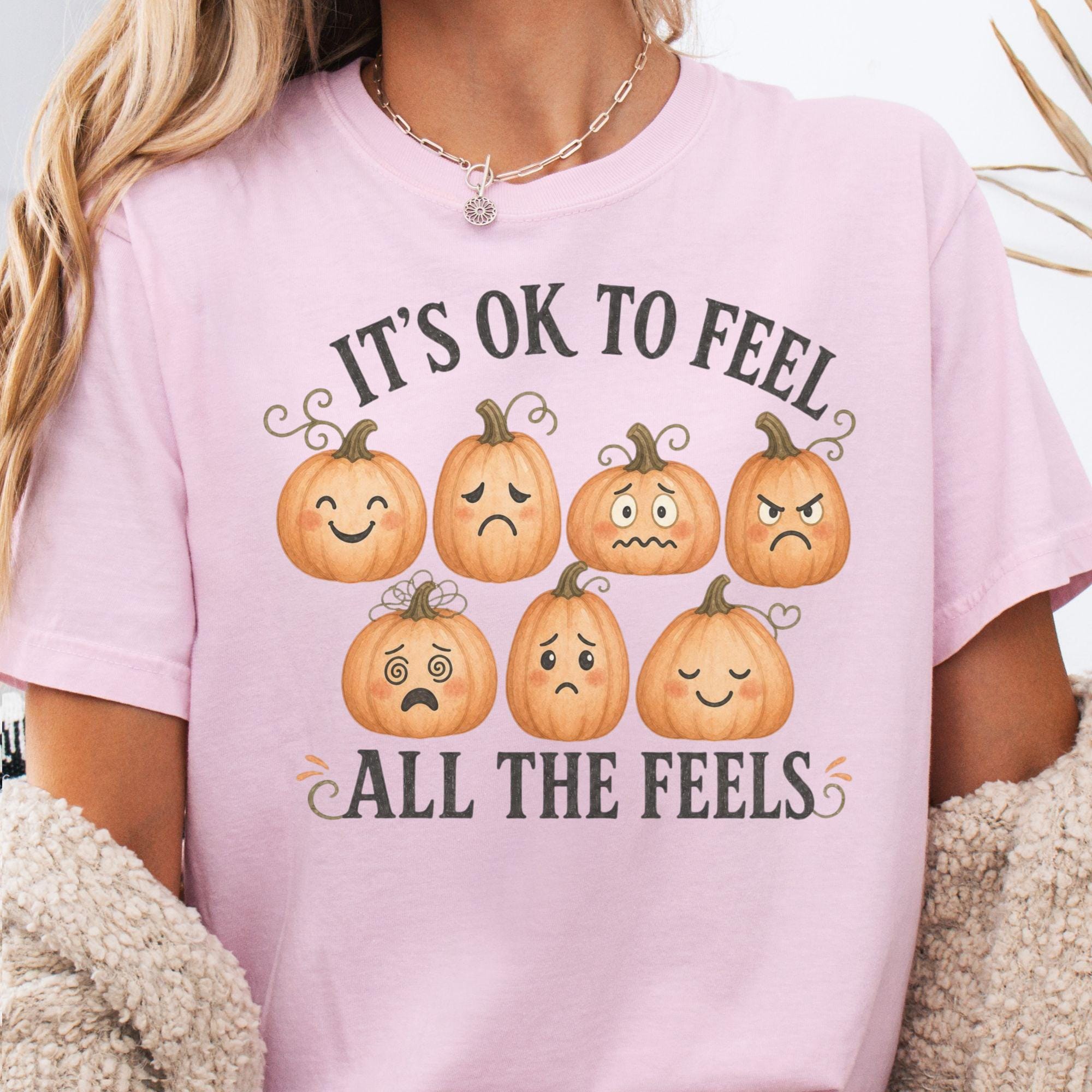 It'S Ok Feel Feels Mental Health Pumpkin Tee Counselor Therapist Fall Emotional Wellness (3)