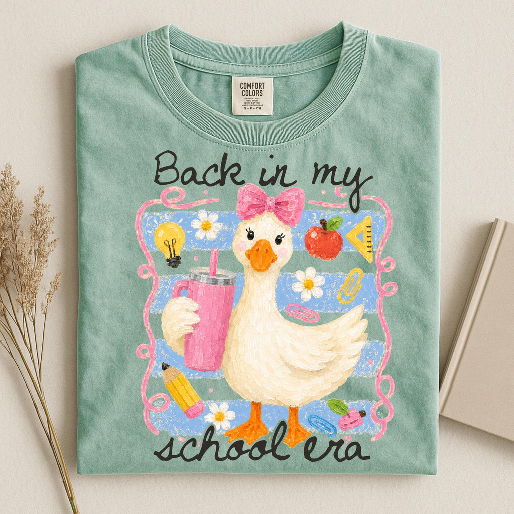 Comfort Colors Striped Back School Era Goose Teacher Goose Tee Back School School Matching (4)