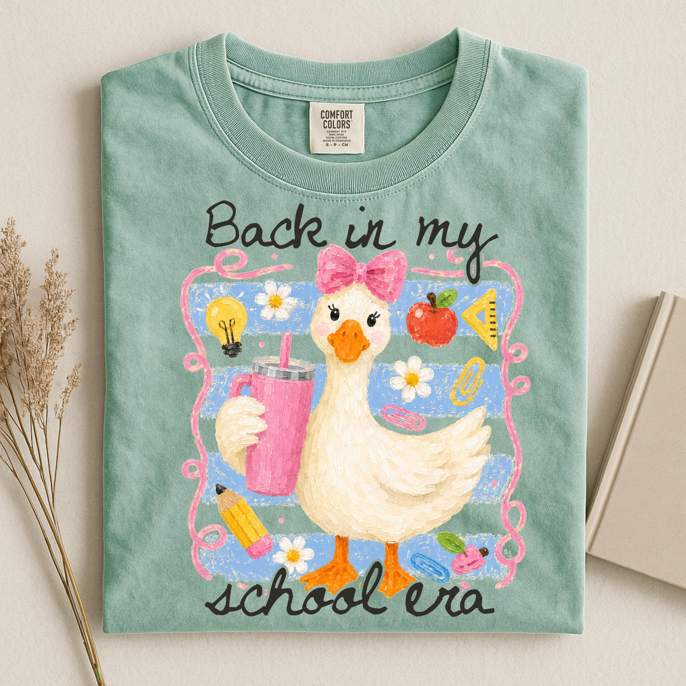 Comfort Colors Striped Back School Era Goose Teacher Goose Tee Back School School Matching (4)
