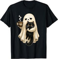 Ghost Cat Spooky Black Cat Halloween Coffee Lover Unisex T-shirt, Sweatshirt, Hoodie (1)