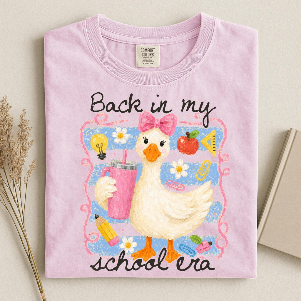 Comfort Colors Striped Back School Era Goose Teacher Goose Tee Back School School Matching (2)