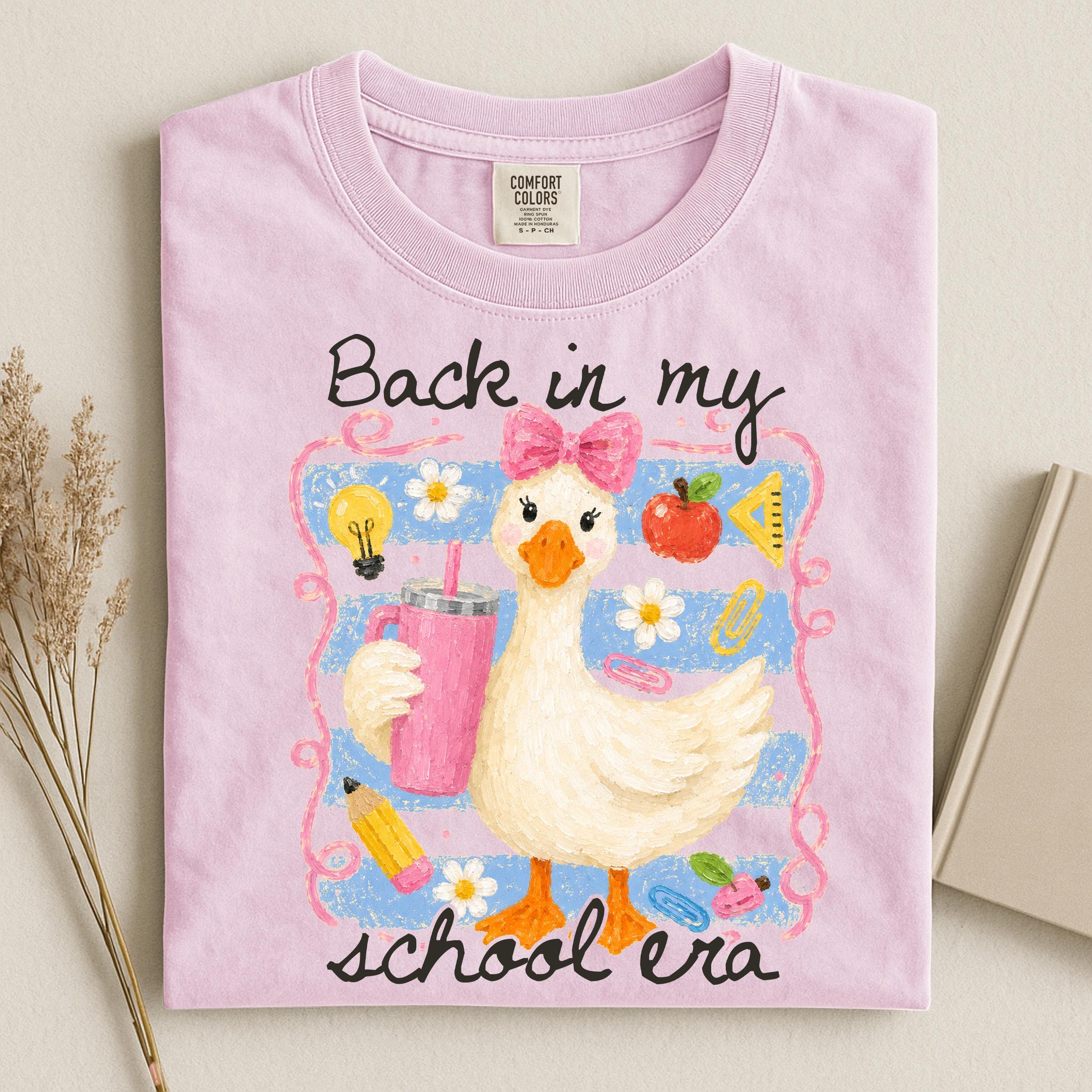 Comfort Colors Striped Back School Era Goose Teacher Goose Tee Back School School Matching (2)