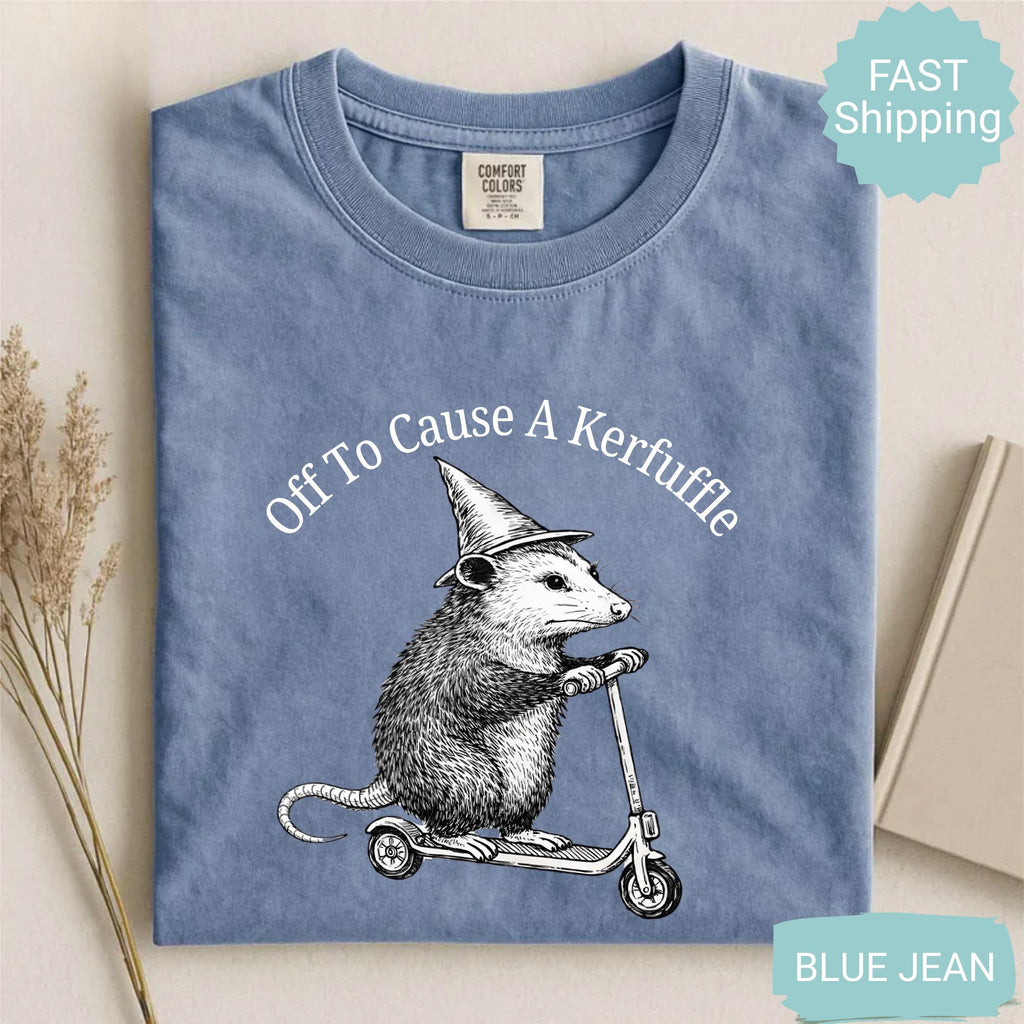 Comfort Colors Off Cause Kerfuffle Opossum Scooter Mental Health Tee Sarcastic Humor Animal Lover (4)