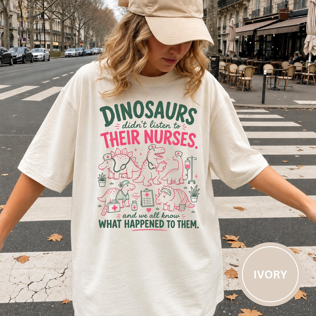 Nurse Rn Pediatric Nurse Tee Nicu Nurse Nurse Week Registered Nurse Comfort Colors Dinosaur Cna (2)