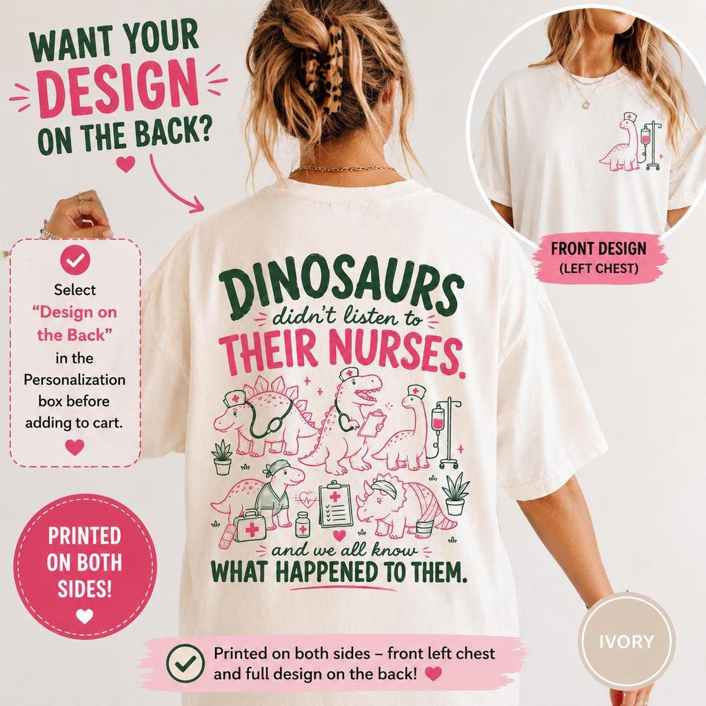 Nurse Rn Pediatric Nurse Tee Nicu Nurse Nurse Week Registered Nurse Comfort Colors Dinosaur Cna (3)